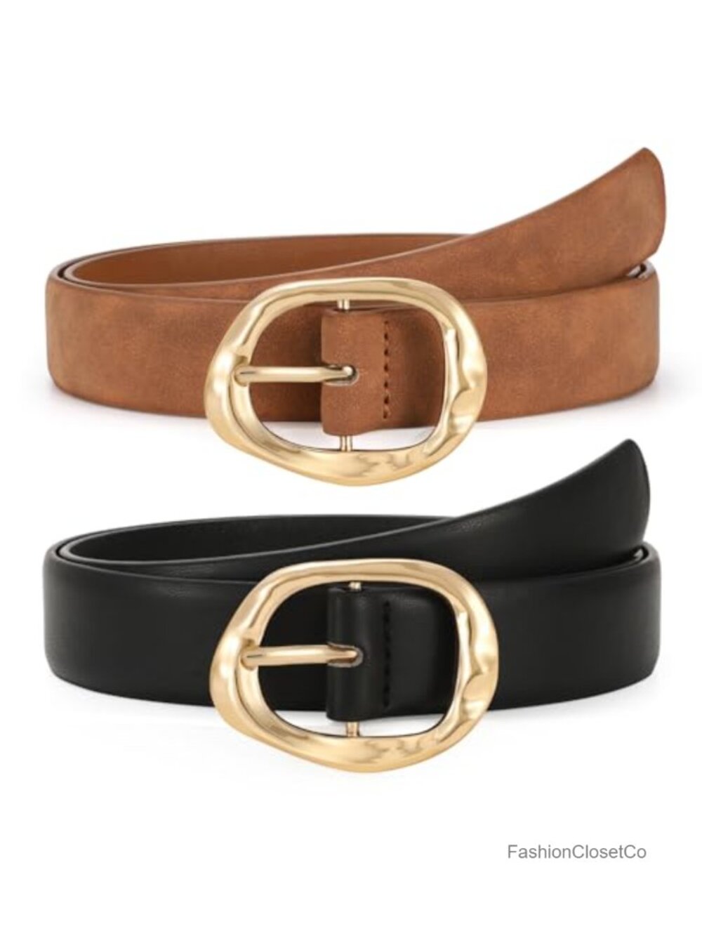2 Pack Leather Belts for Women Adjustable Waist Belt for Jeans Pants Dresses